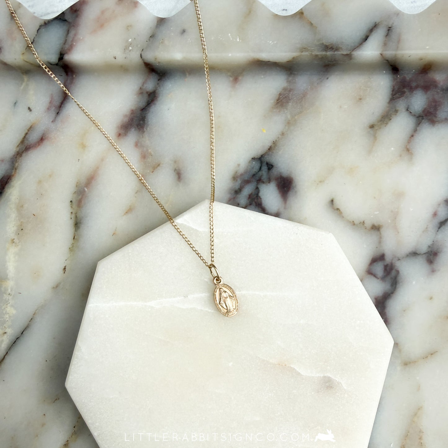14kt Gold Filled Tiny Miraculous Medal & Cross Necklace | Catholic Gift for Her