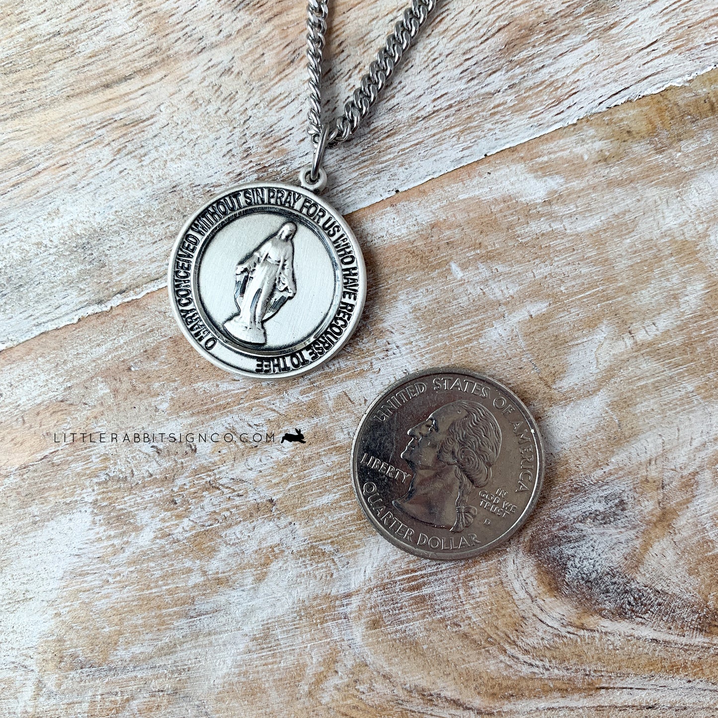 Miraculous Medal Necklace in Sterling Silver