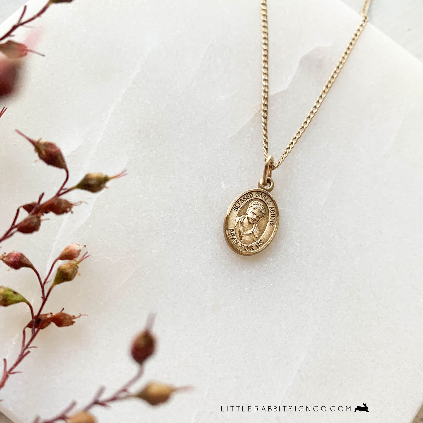Minimalist Gold Necklace with a Blessed Carlo Acutis Medal. This delicate minimalist necklace is perfect for everyday wear. This heirloom quality necklace is sure to turn our eyes towards Christ. It is a perfect Christmas gift for a Catholic devoted to the intercession of Blessed Carlo.
