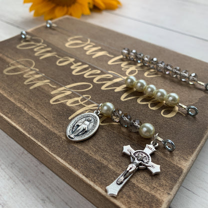 "Our Life Our Sweetness Our Hope" Stained & Gold Kitchen Rosary