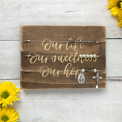 "Our Life Our Sweetness Our Hope" Stained & Gold Kitchen Rosary