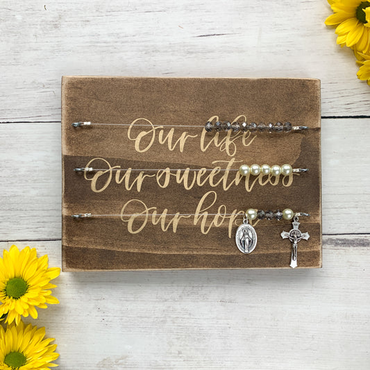 "Our Life Our Sweetness Our Hope" Stained & Gold Kitchen Rosary