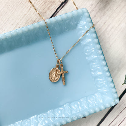 Miraculous Medal + Crucifix Necklace