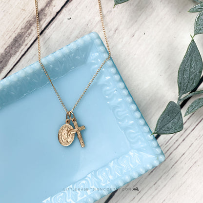 Miraculous Medal + Crucifix Necklace