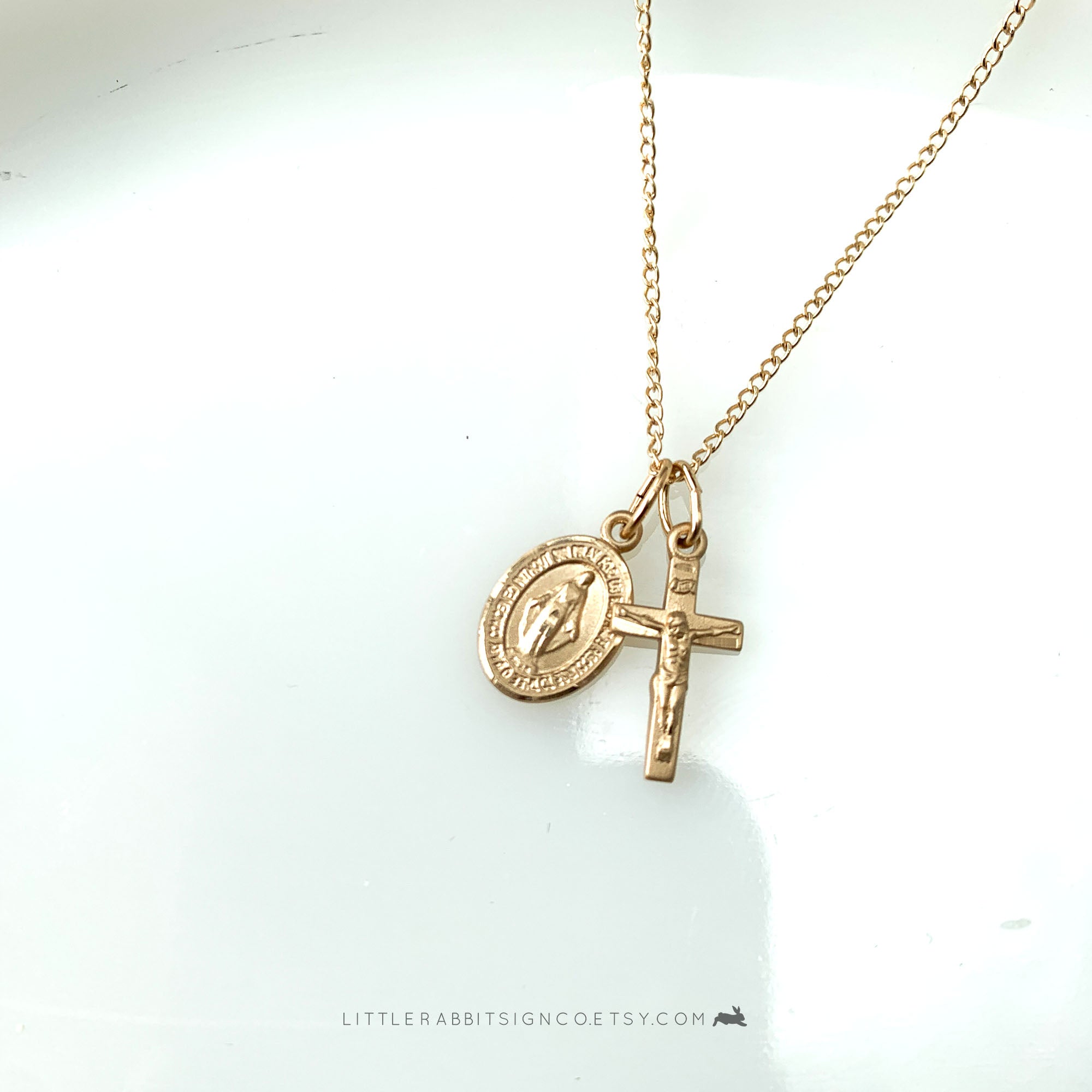 Miraculous Medal & Two-Toned Crucifix Necklace in 2024 | Crucifix necklace, Miraculous  medal, Necklace
