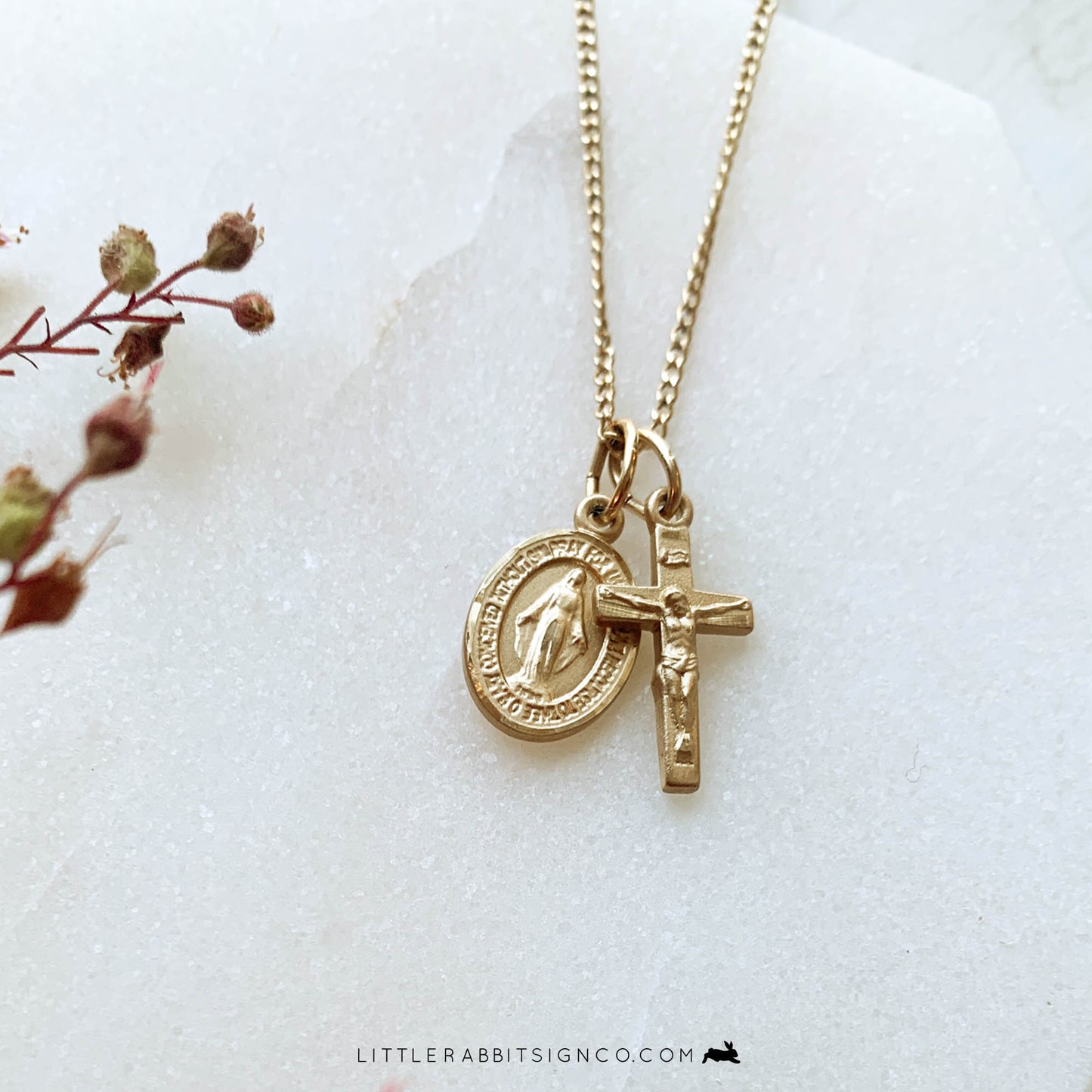 Miraculous Medal Crucifix Necklace - Main Image