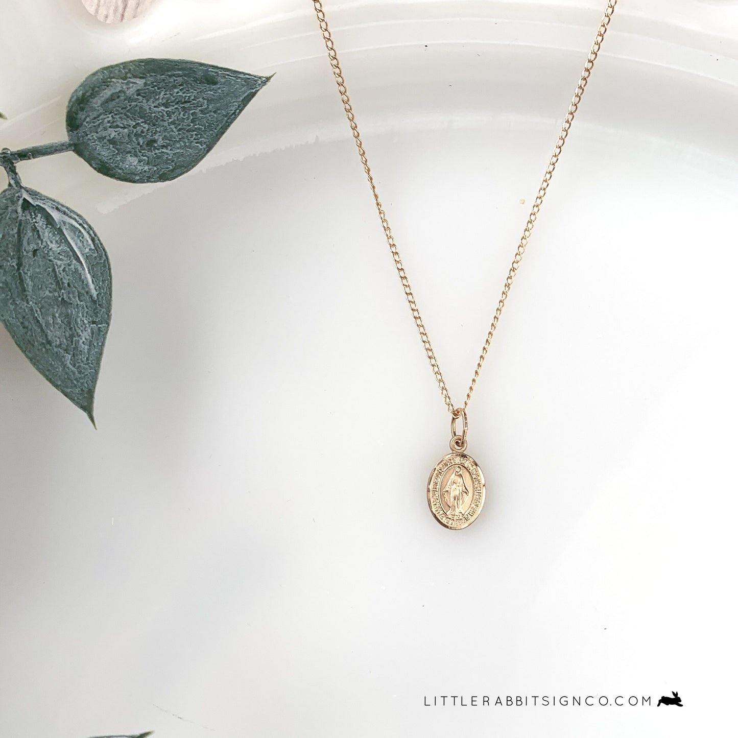 Dainty Miraculous Medal Necklace 14kt Gold Filled