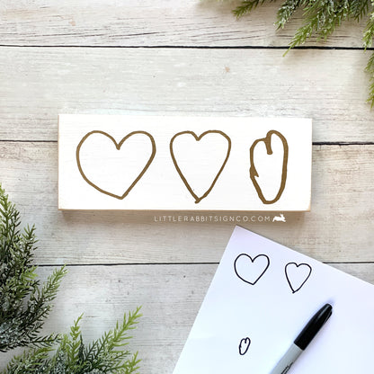 Handwriting Hearts Sign - Extra Small