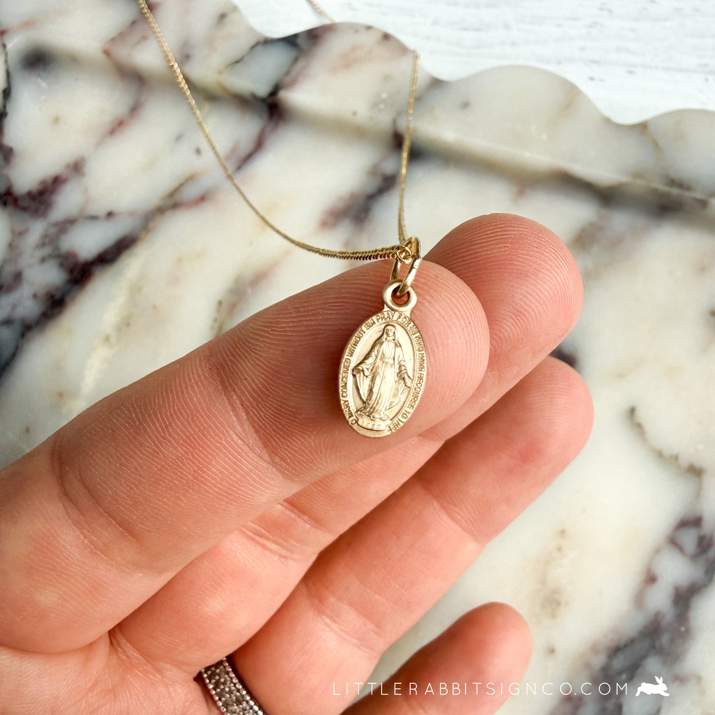 14kt Gold Filled Tiny Miraculous Medal & Cross Necklace | Catholic Gift for Her
