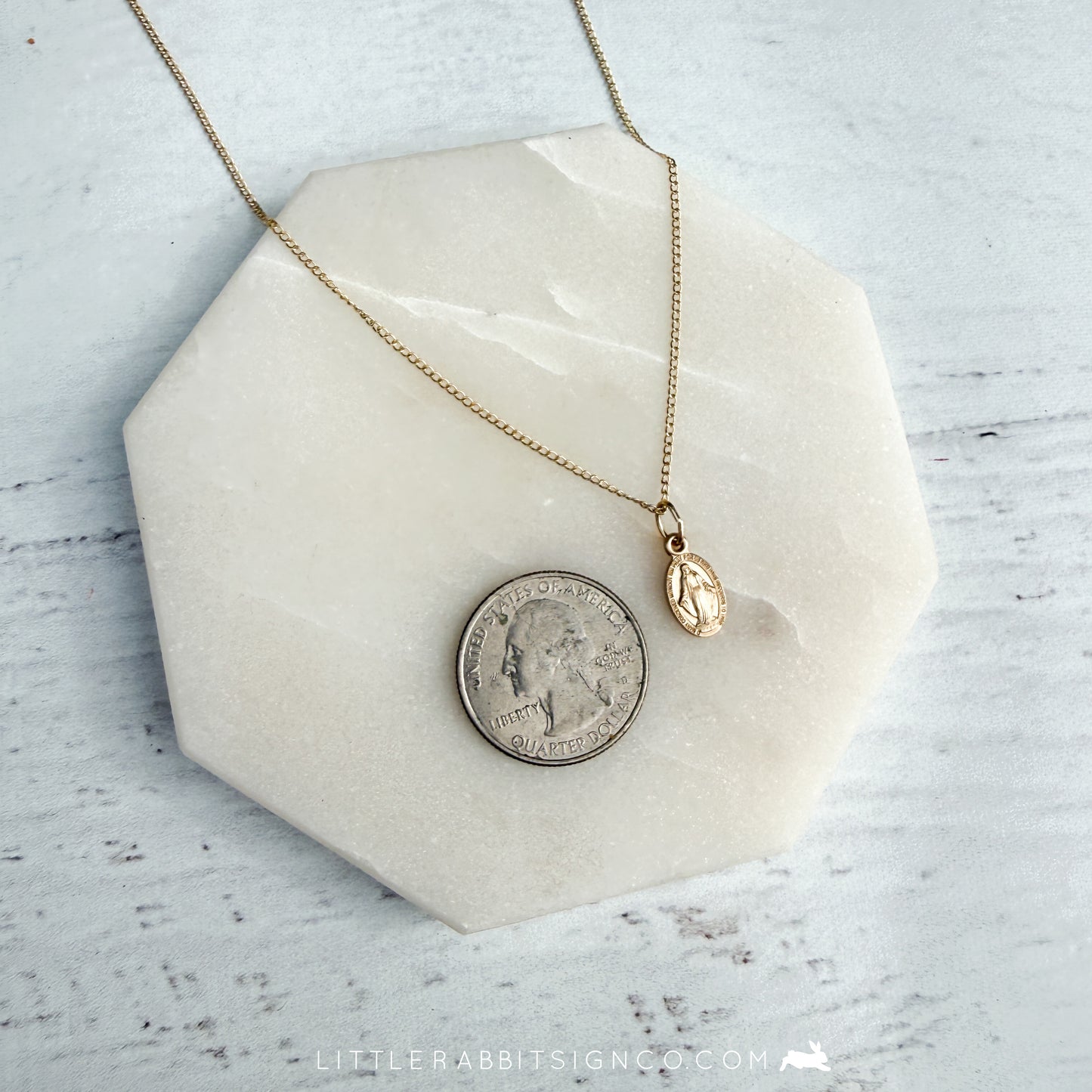 14kt Gold Filled Tiny Miraculous Medal & Cross Necklace | Catholic Gift for Her
