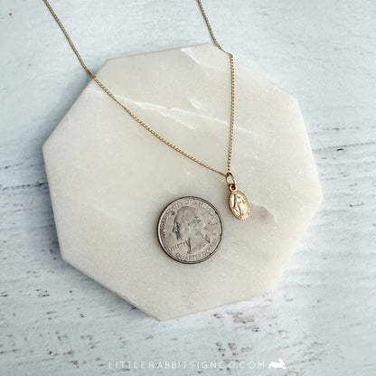 14kt Gold Filled Tiny Miraculous Medal & Cross Necklace | Catholic Gift for Her
