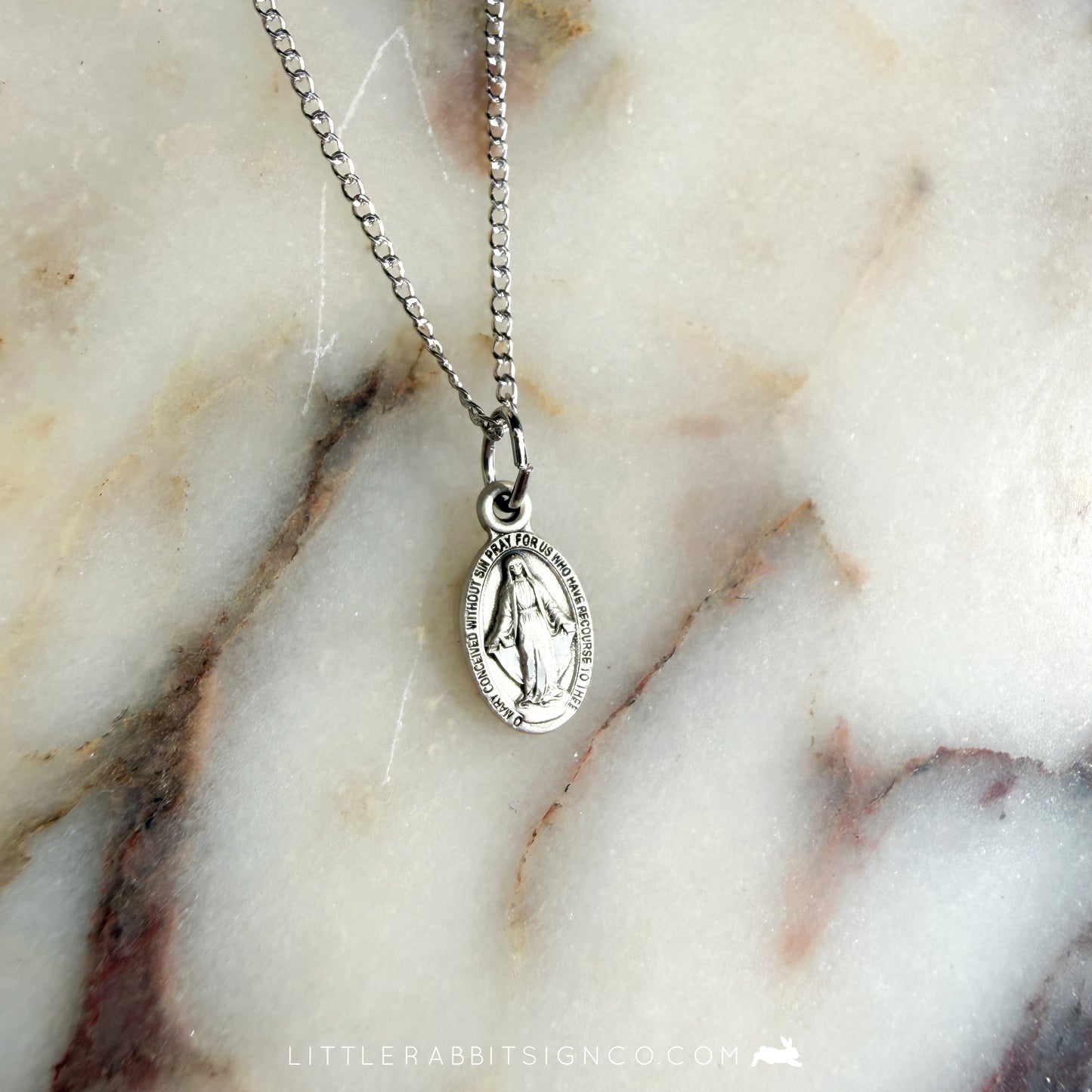 Sterling Silver Tiny Miraculous Medal Necklace | Catholic Gift for Her