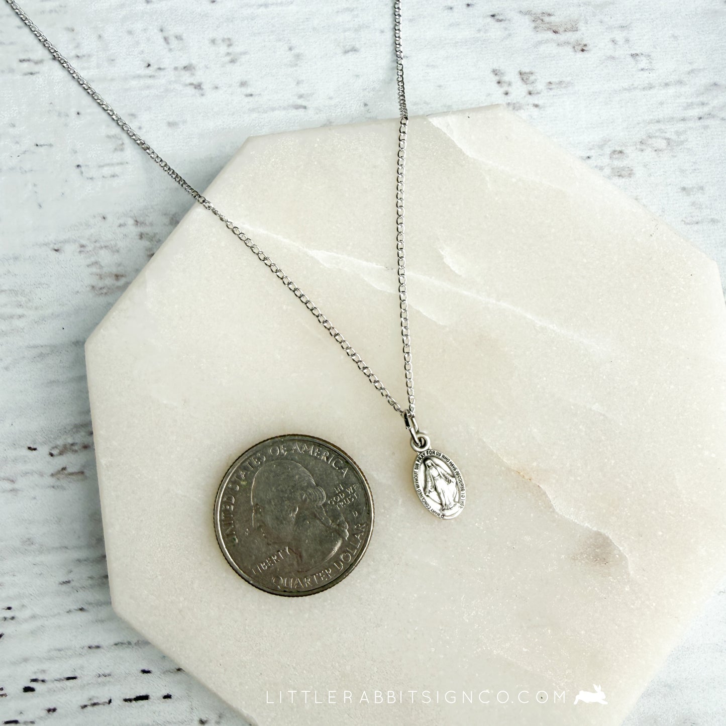Sterling Silver Tiny Miraculous Medal Necklace | Catholic Gift for Her