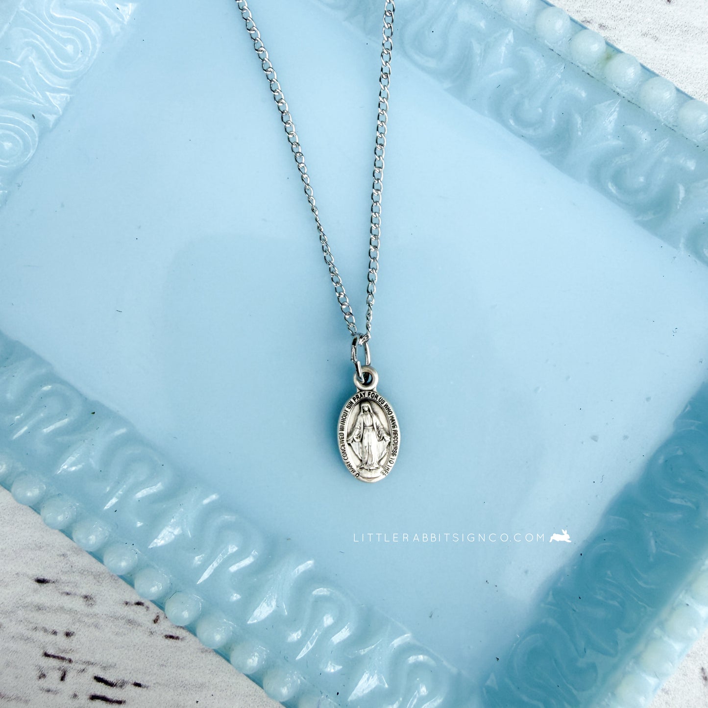 Sterling Silver Tiny Miraculous Medal Necklace | Catholic Gift for Her