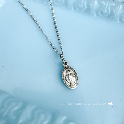 Sterling Silver Tiny Miraculous Medal Necklace | Catholic Gift for Her