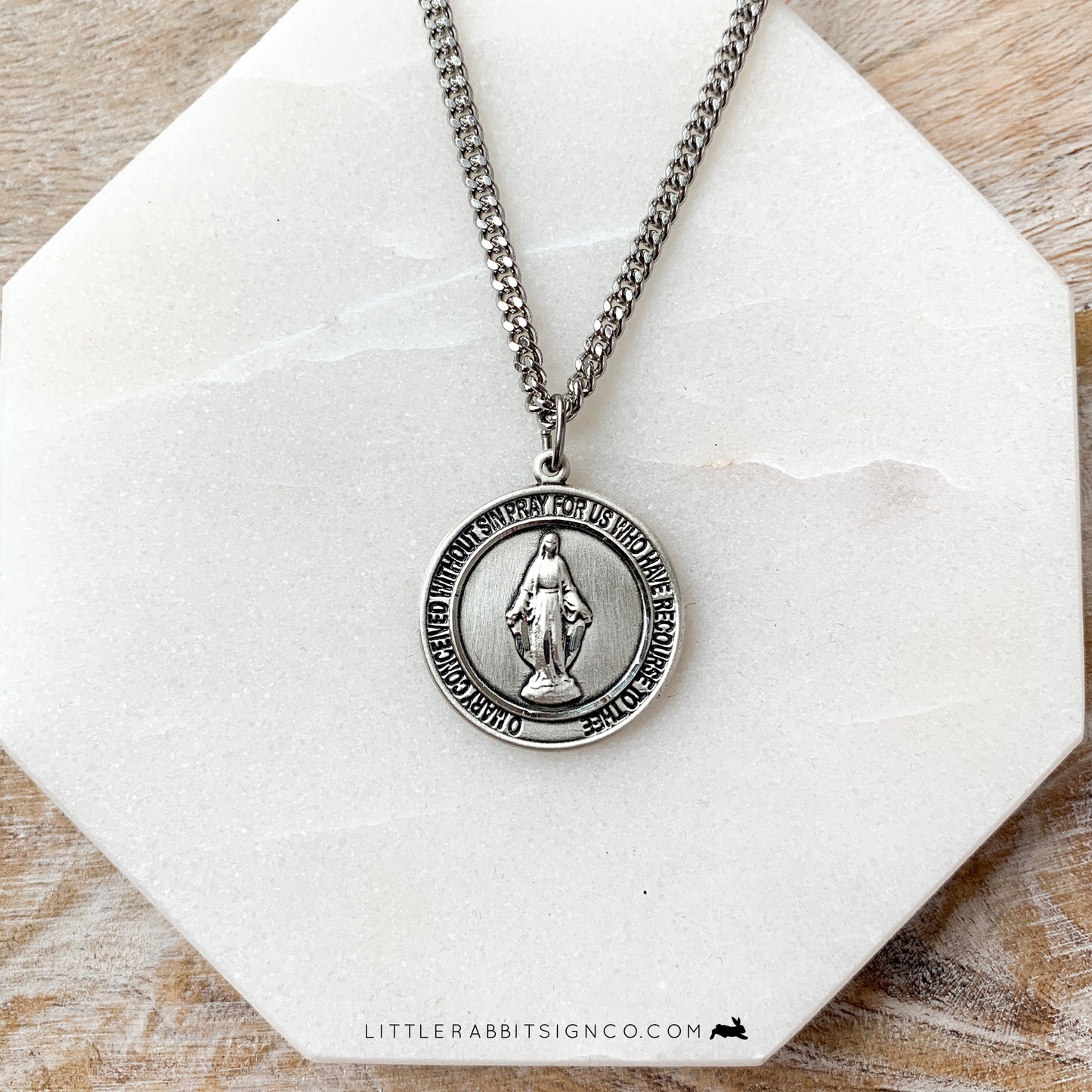 Miraculous Medal Necklace in Sterling Silver