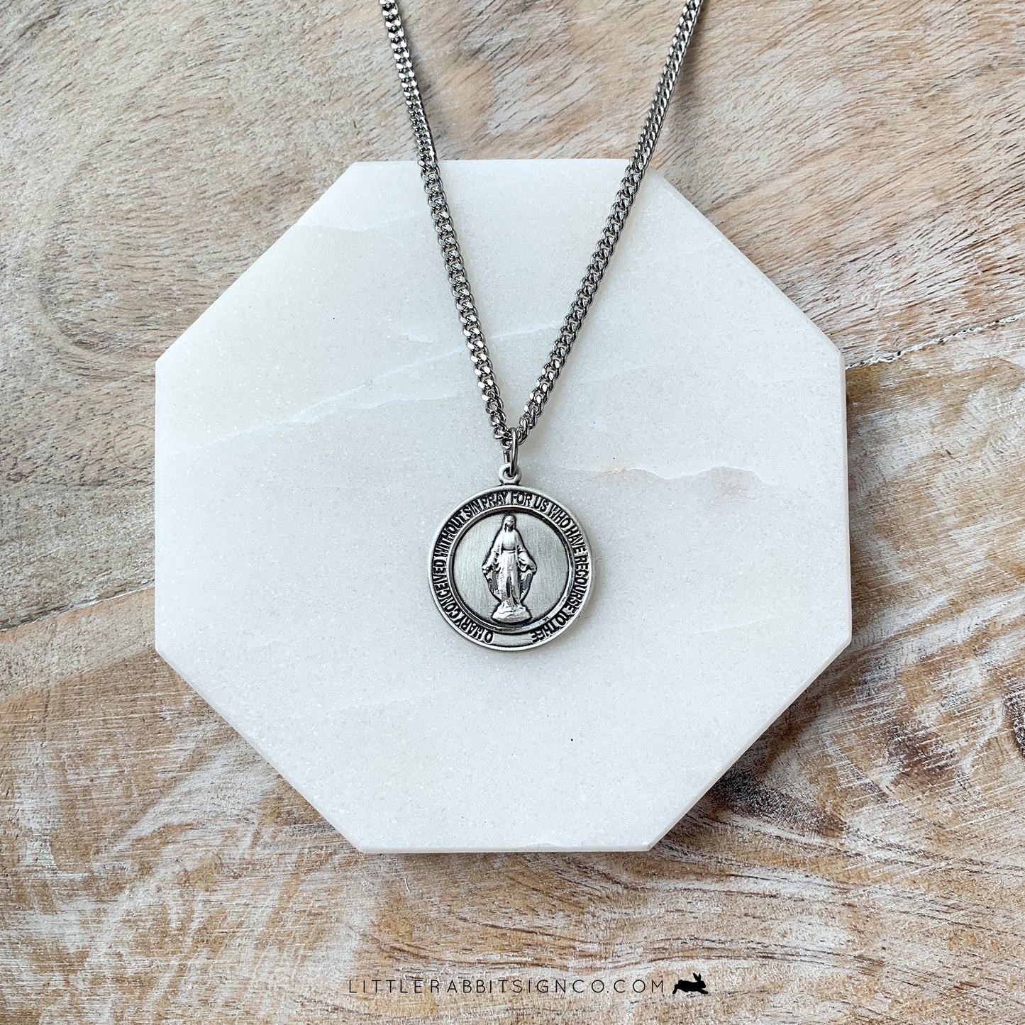 Miraculous Medal Necklace in Sterling Silver