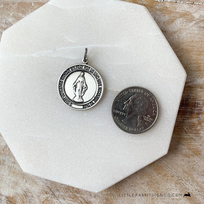 Men's Miraculous Medal Pendant in Sterling Silver