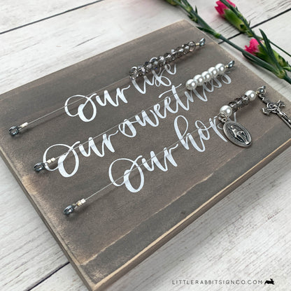 "Our Life Our Sweetness Our Hope" Weathered Gray & Silver Kitchen Rosary