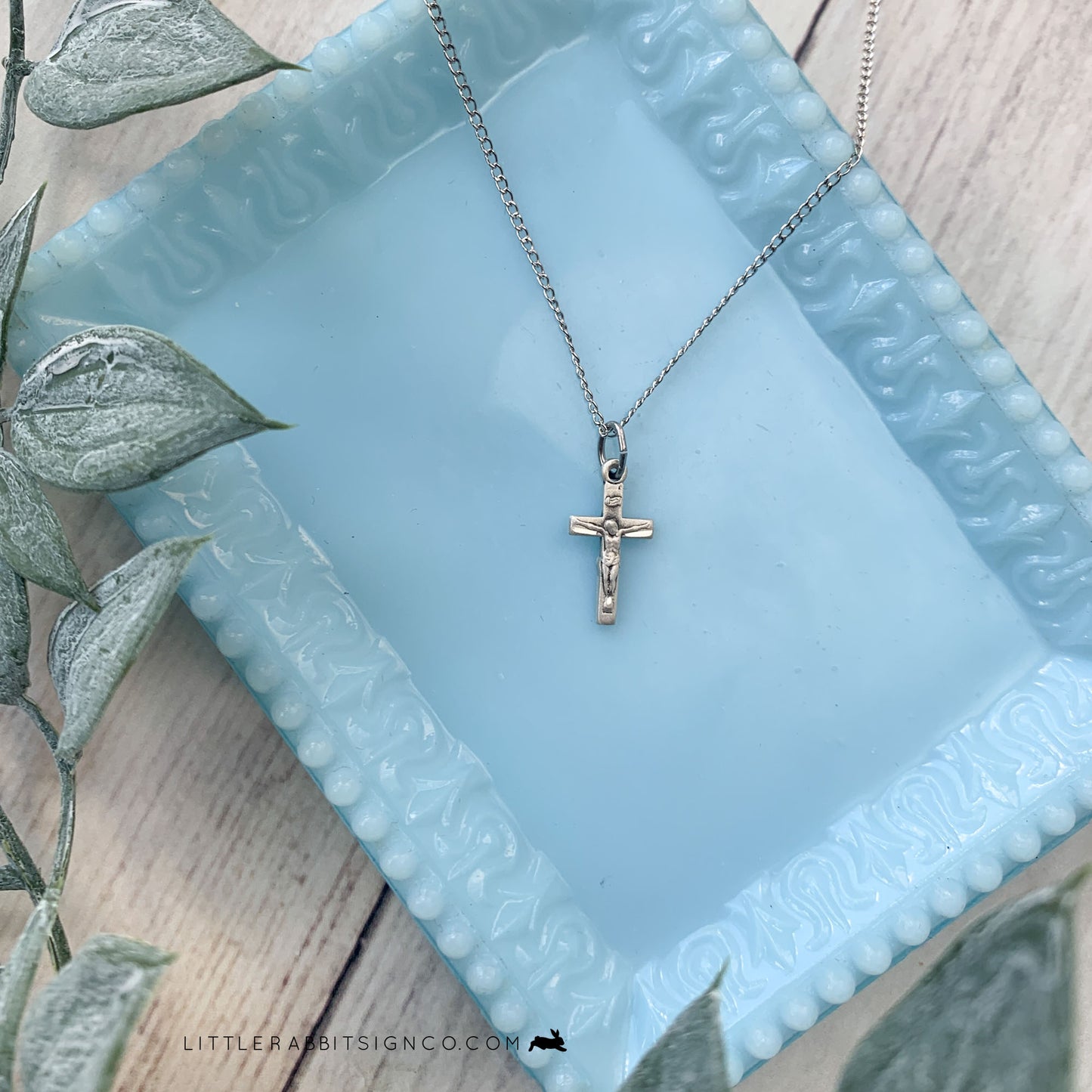 Dainty Crucifix Necklace Sterling Silver