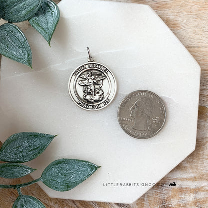 Men's Saint Michael the Archangel Medal in Sterling Silver