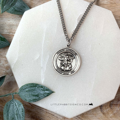 Men's Saint Michael the Archangel Necklace in Sterling Silver