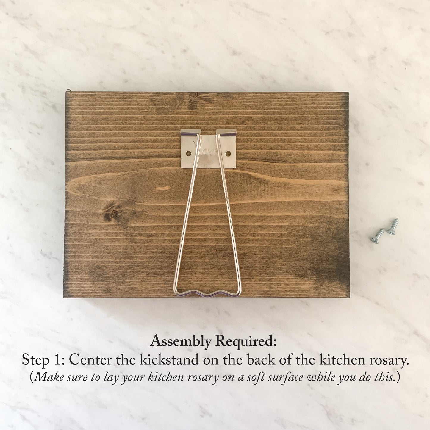 ASSEMBLY REQUIRED: Easel Back "Kickstand" for Unframed Kitchen Rosary (Add on)